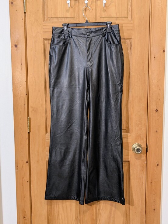Fashion Noma Pants - Fashion Noma Faux Leather Pants Flare Leg Size 12 High Rise Trousers Boho Chic